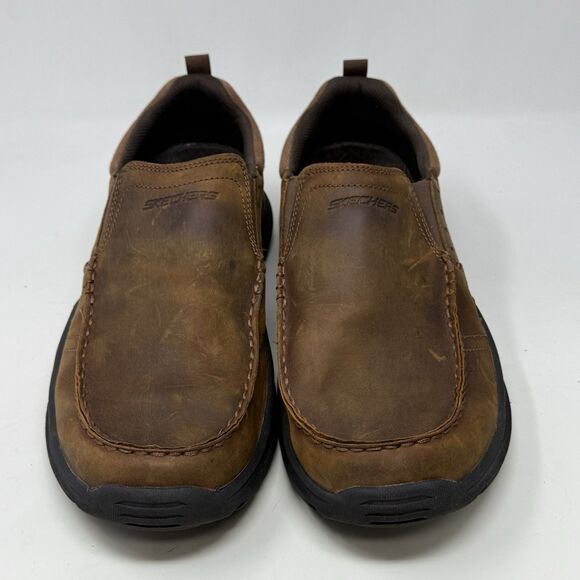 Skechers Expended Seveno Shoes Mens 11 Brown Leather Slip On Casual Loafers main image 7